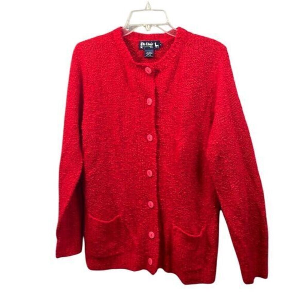 le Choix Cardigan Womens XS Red Knit Button Down‎ Pockets Long Sleeve